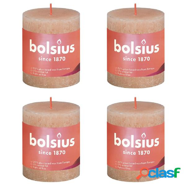 Bolsius Candele Rustiche a Colonna Shine 4 pz 80x68 mm Rosa
