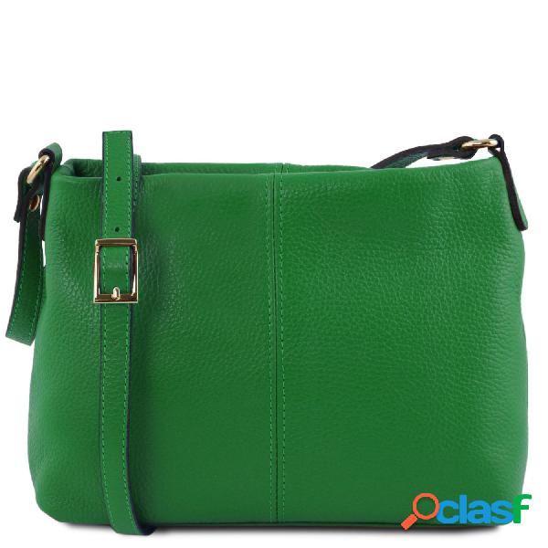 Borsa a tracolla in pelle morbida Verde