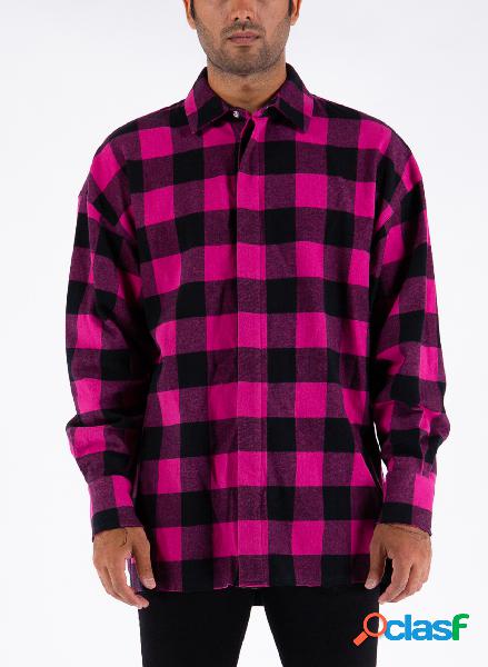 CAMICIA FLANNEL CURVED LOGO OVERSHIRT