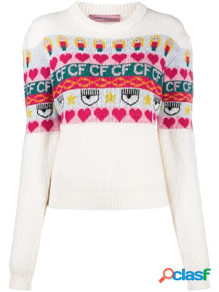 CHIARA FERRAGNI MAGLIONE DONNA CFJM047OFFWHITE LANA BIANCO
