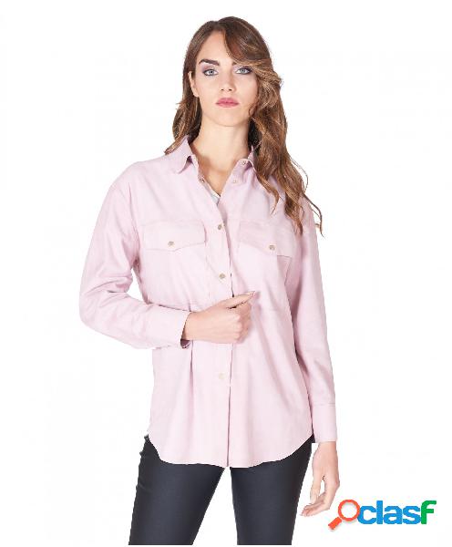 Camicia In Pelle Camoscio Rosa Interno Laminato
