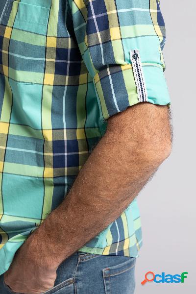 Camicia a quadri, maniche lunghe con risvolti, colletto ad