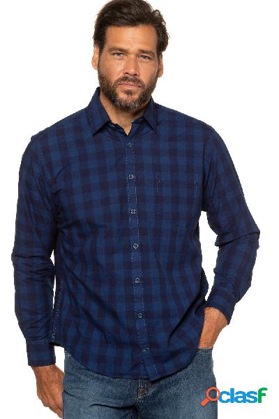 Camicia a quadri, maniche lunghe, tintura con lindaco,
