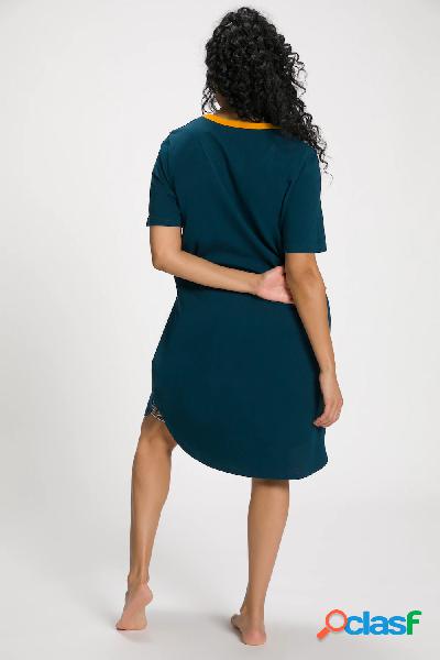 Camicia da notte con scritte, scollo a girocollo e mezze