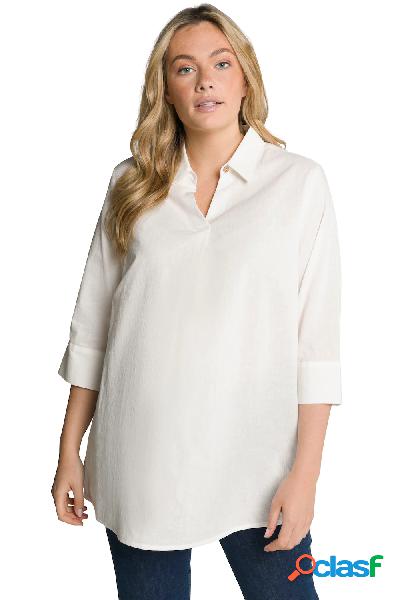 Camicia in misto lino con colletto da camicia e maniche a