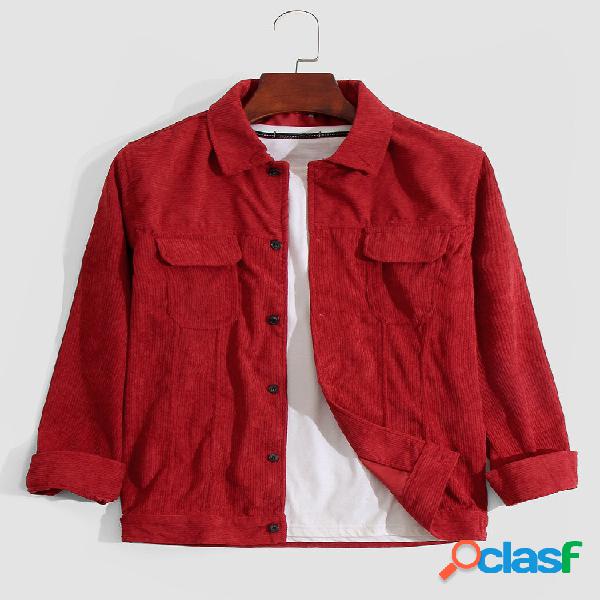 Camicie casual da uomo con risvolto e tasca con patta in