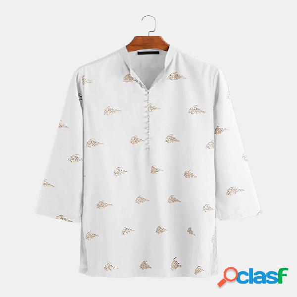 Camicie casual lunghe da uomo con colletto alla coreana