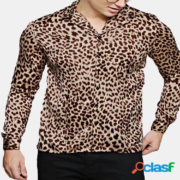Camiciemanichelunghedauomocon stampa leopardata