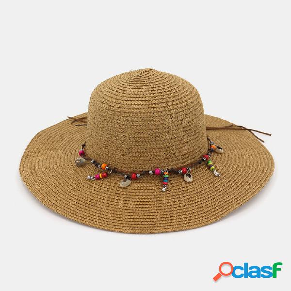 Cappello di paglia da donna con decorazione a catena da