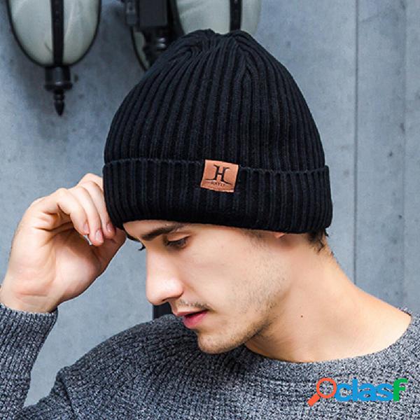 Cappello lavorato a maglia da uomo in lana calda addensata