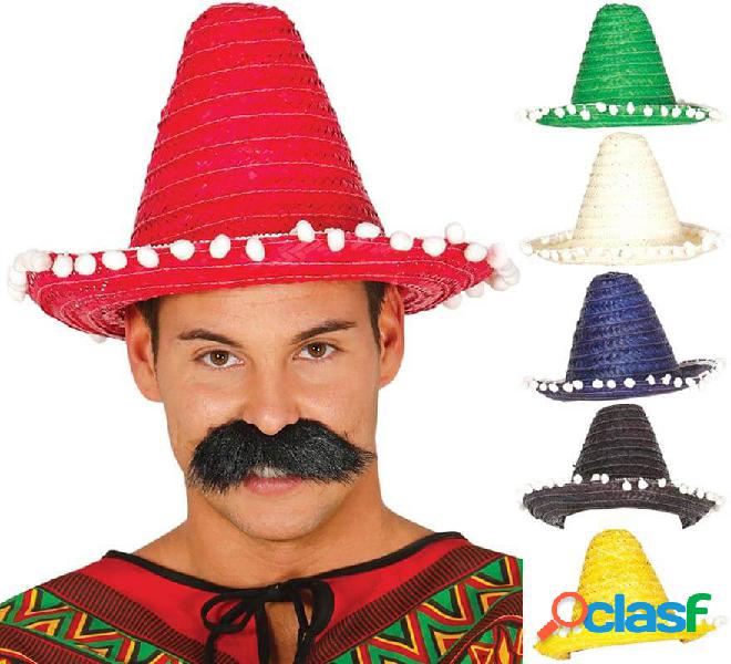 Cappello messicano con nappe in vari colori di 33 cm