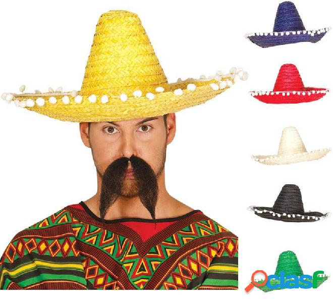 Cappello messicano con nappe in vari colori di 45 cm