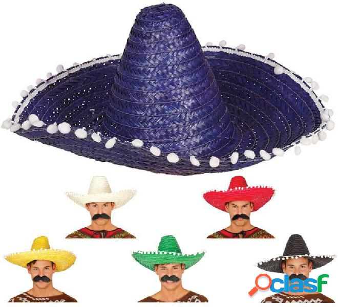 Cappello messicano con nappe in vari colori di 50 cm
