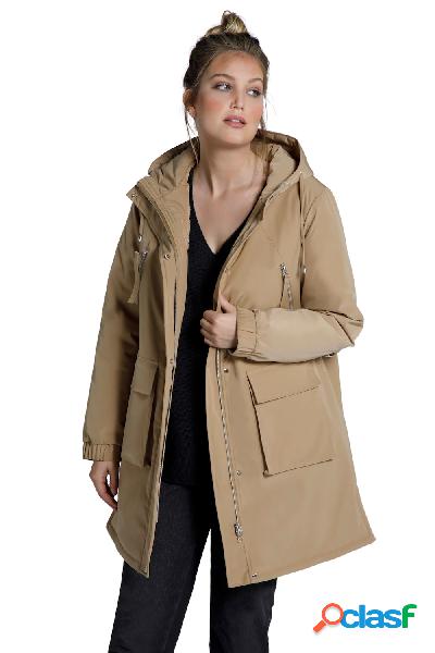 Cappotto idrorepellente con tasche a sacchetto e cappuccio,