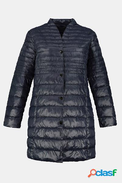 Cappotto trapuntato, scollo a V, maniche lunghe, Donna, Blu,