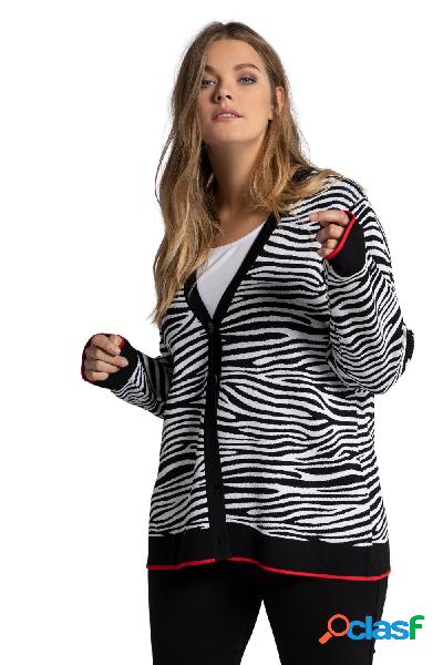 Cardigan, Jacquard zebrato, maniche lunghe, scollo a V,