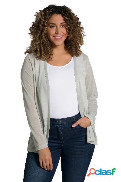 Cardigan aperto in jersey fiammato con orlo con pizzo,