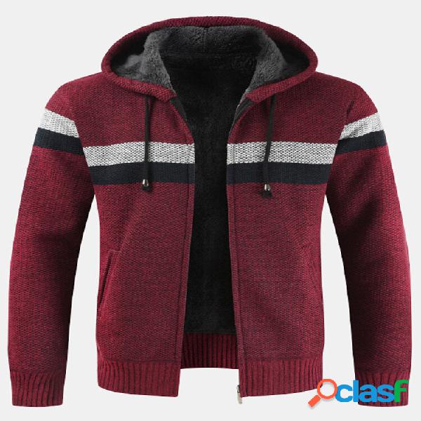 Cardigan con cappuccio foderato in peluche a coste con zip