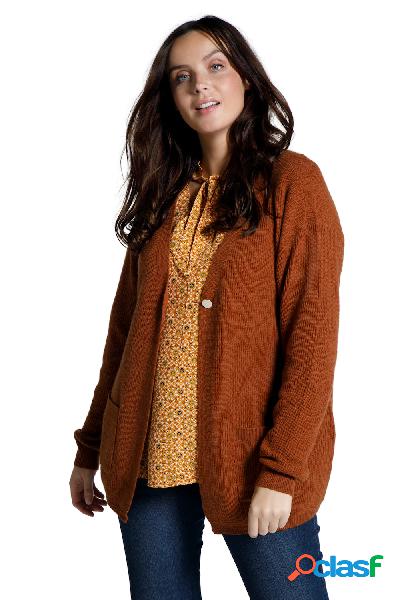 Cardigan in morbida maglia a costa inglese con scollo a V e