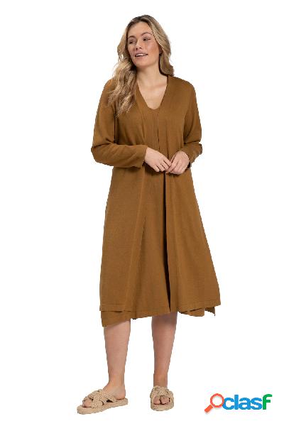 Cardigan lungo in cotone biologico con scollo a V e cintura,