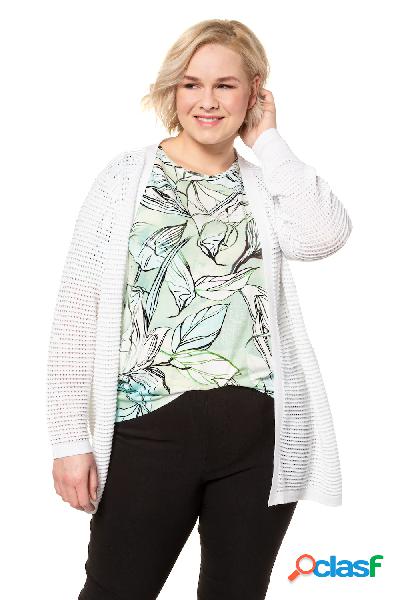 Cardigan lungo, maglia velata, design aperto, Donna, Grigio,
