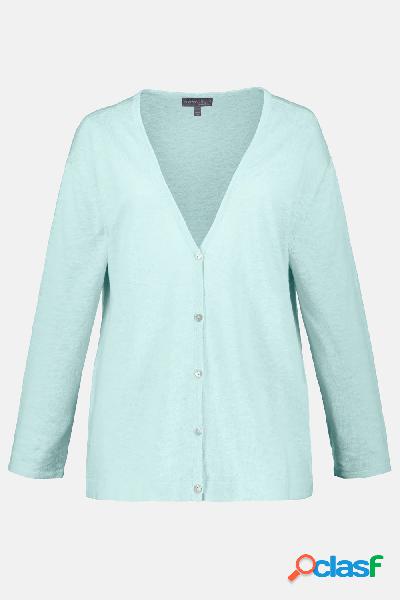 Cardigan oversize con scollo a V e maniche lunghe, in lino