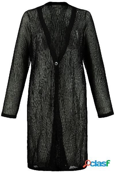 Cardigan, punto ajour, design a onde, maniche lunghe,