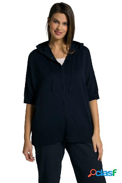 Cardigan, taglio svasato, cappuccio, spacchetti laterali