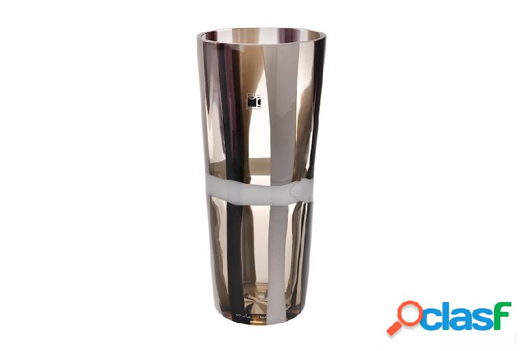Carlo Moretti Vaso Troncocono vetro di Murano latte nero