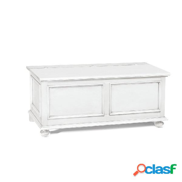 Cassapanca FLAMINIA in legno bianco 100×44×51 cm