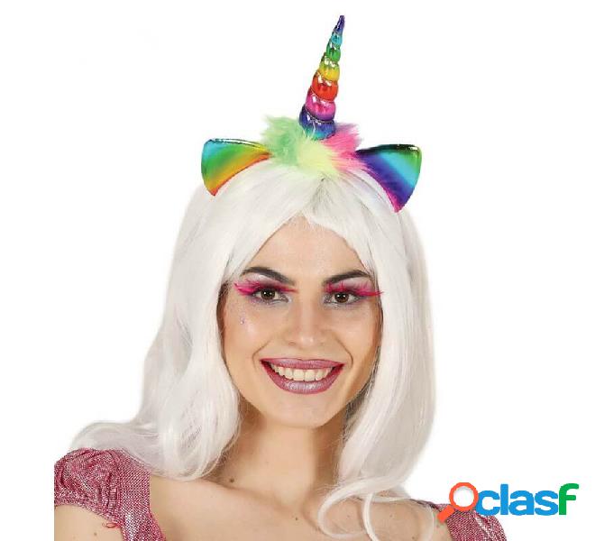 Cerchietto di Unicorno con corno e orecchie multicolori