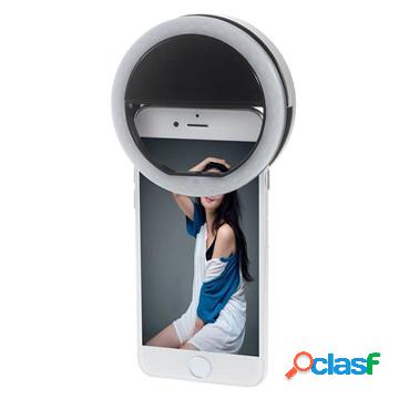 Clip-On Selfie Ring Light with 3 Brightness Mode - Black