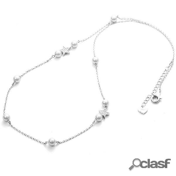 Collana 4US Paciotti in Argento - Pearl and Star - 4UCL3014W