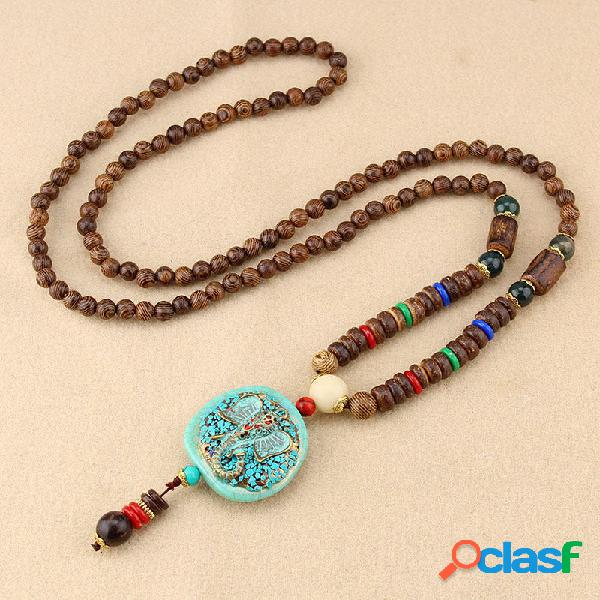 Collana di perline blu etniche Collana pendente di stile