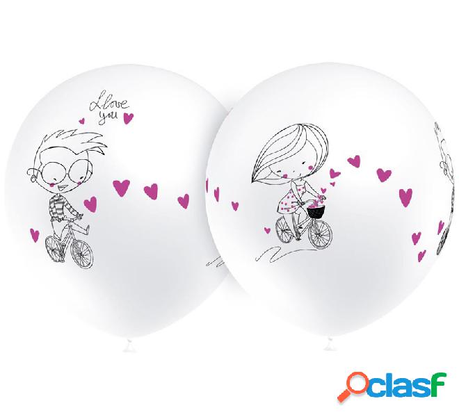 Confezione 8 palloncini bianchi Coppia innamorata 95 cm di