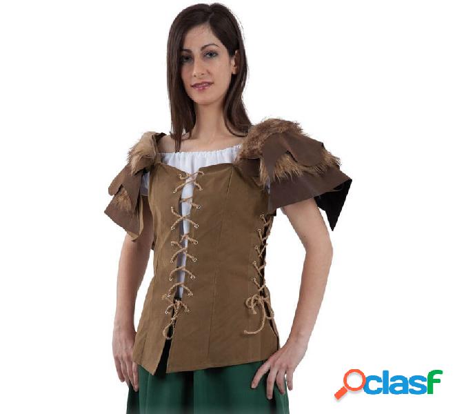 Corpetto marrone medievale con spalline per donna