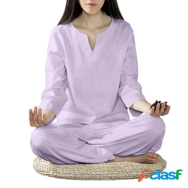 Cotone che coprono il vestito di lino meditazione set