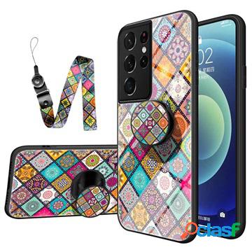 Custodia Ibrida Checkered Pattern per Samsung Galaxy S21