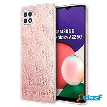 Custodia Ibrida Guess 4G Glitter per Samsung Galaxy A22 5G,