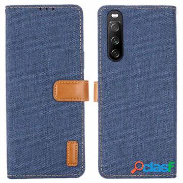 Custodia a Portafoglio Jeans Series per Sony Xperia 10 III,