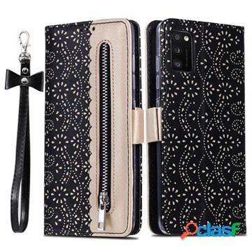 Custodia a Portafoglio Lace Pattern per Samsung Galaxy A41 -