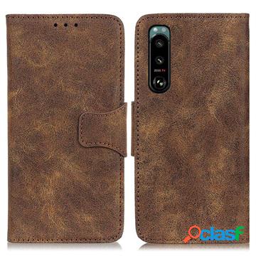 Custodia a Portafoglio Vintage per Sony Xperia 5 III -