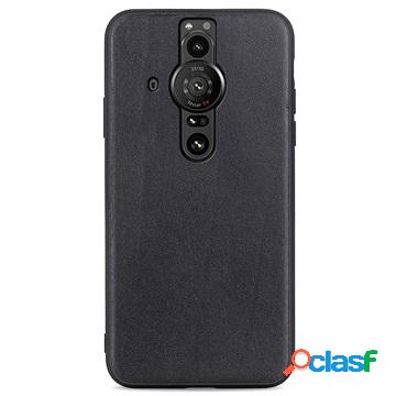 Custodia in TPU Rivestita in Pelle per Sony Xperia Pro-I -