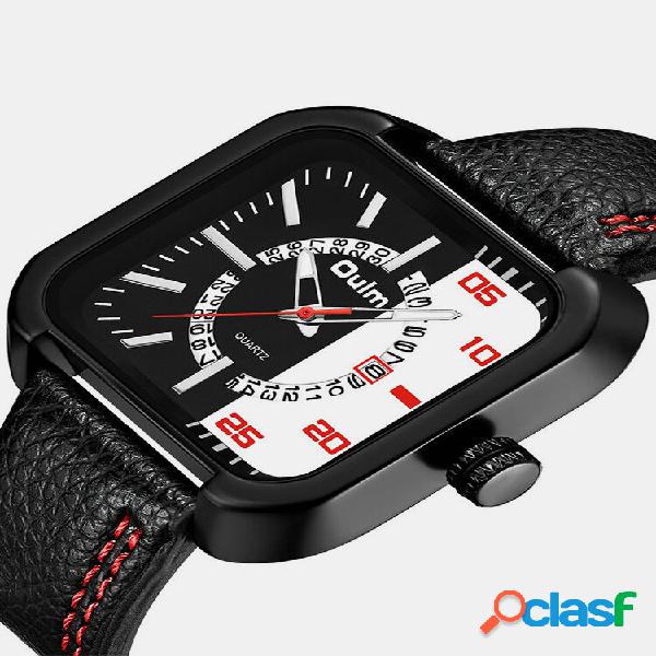 Data Display Moda Uomo Polso Watch Cinturino in pelle al