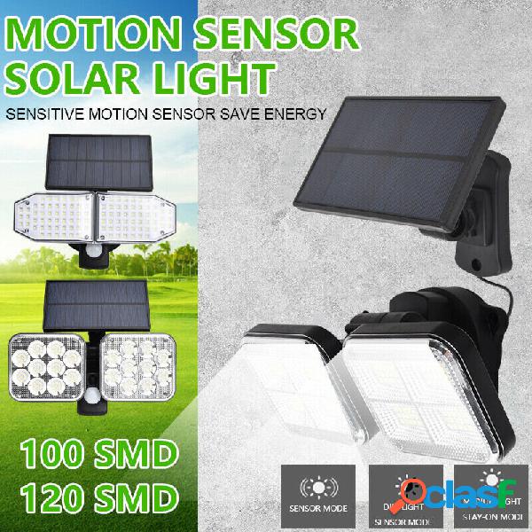 Dual Head 100 / 120LED solare Applique da parete IP65 PIR
