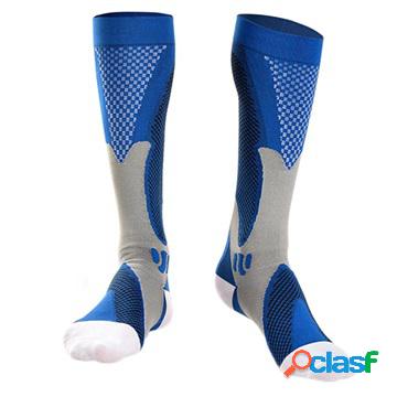 Elastic Knee High Sports Socks - S/M - Blue