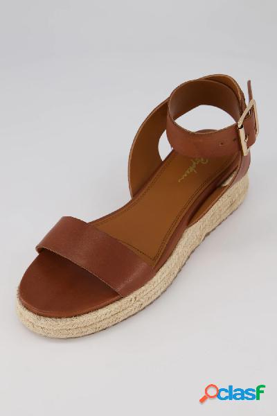 Espadrilles di pelle con suola di rafia e larghezza H,