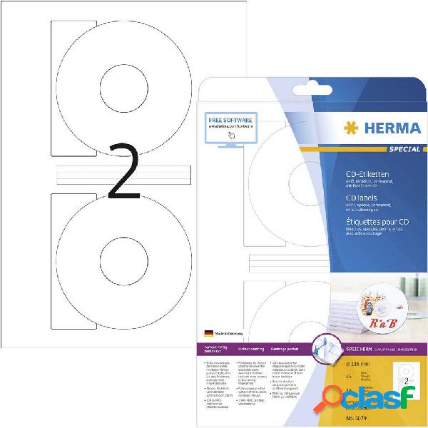 Etichette per CD Herma 5079 Ø 116 mm Carta Bianco 50 pz.