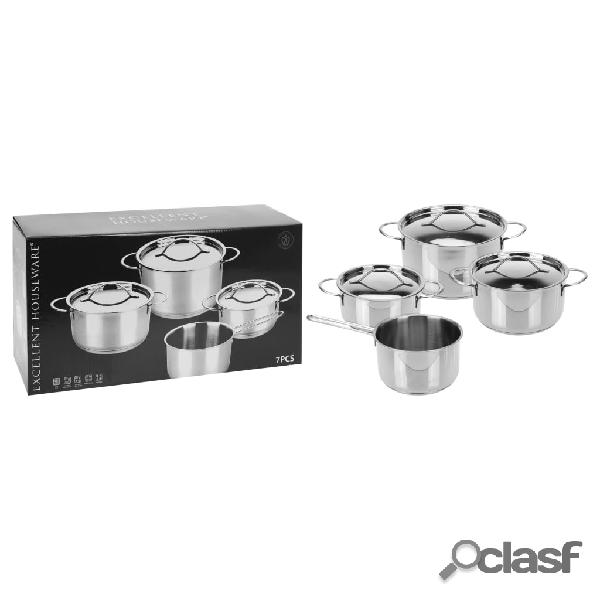 Excellent Houseware Set di Pentole 7 pz in Acciaio Inox 6 mm