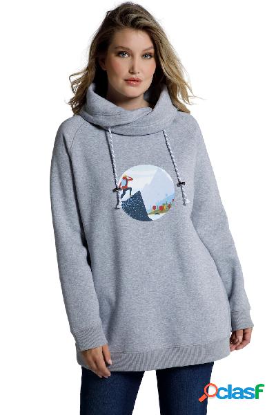 Felpa con design montano, ampio collo alto e maniche lunghe
